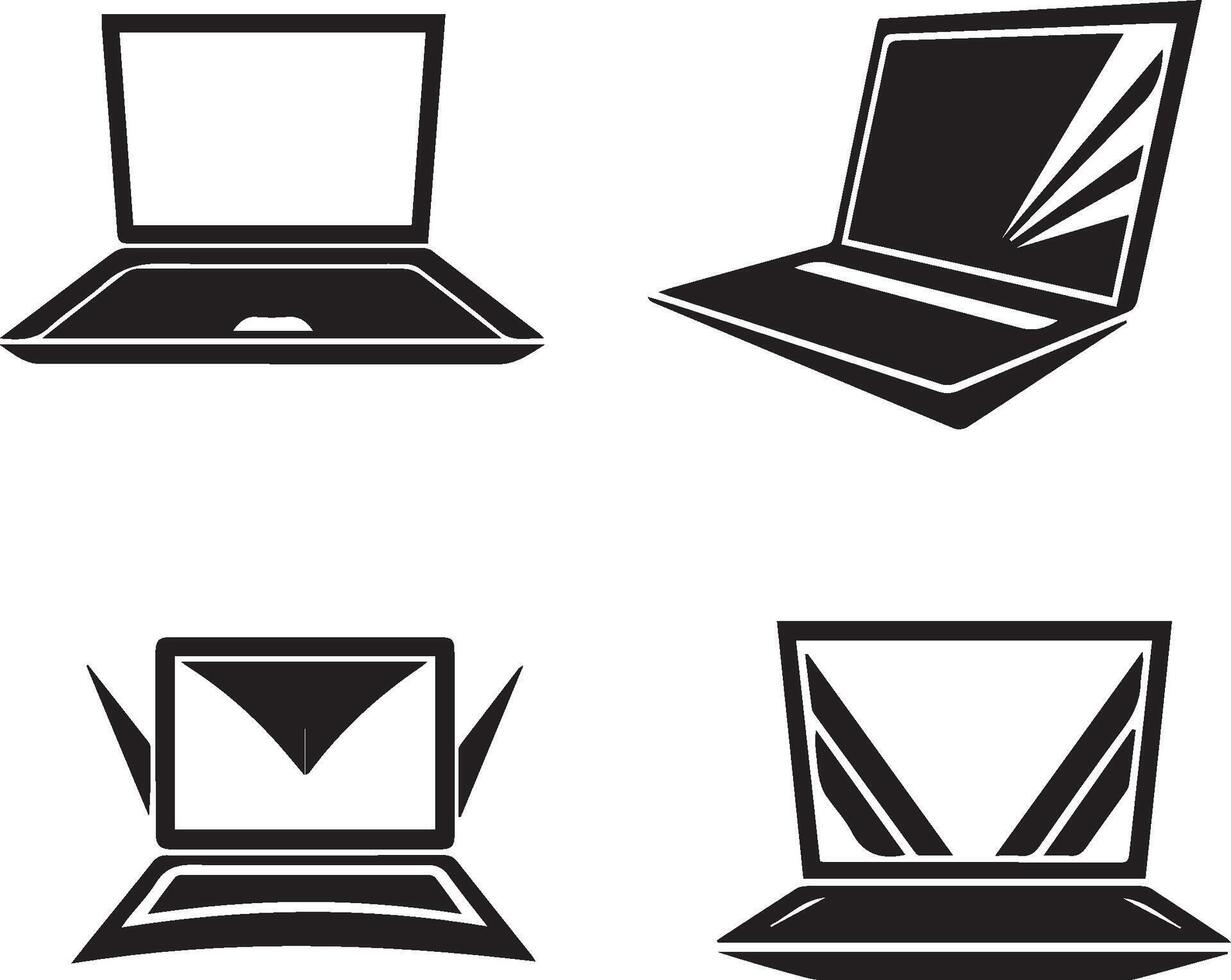 Laptop set silhouette design vector
