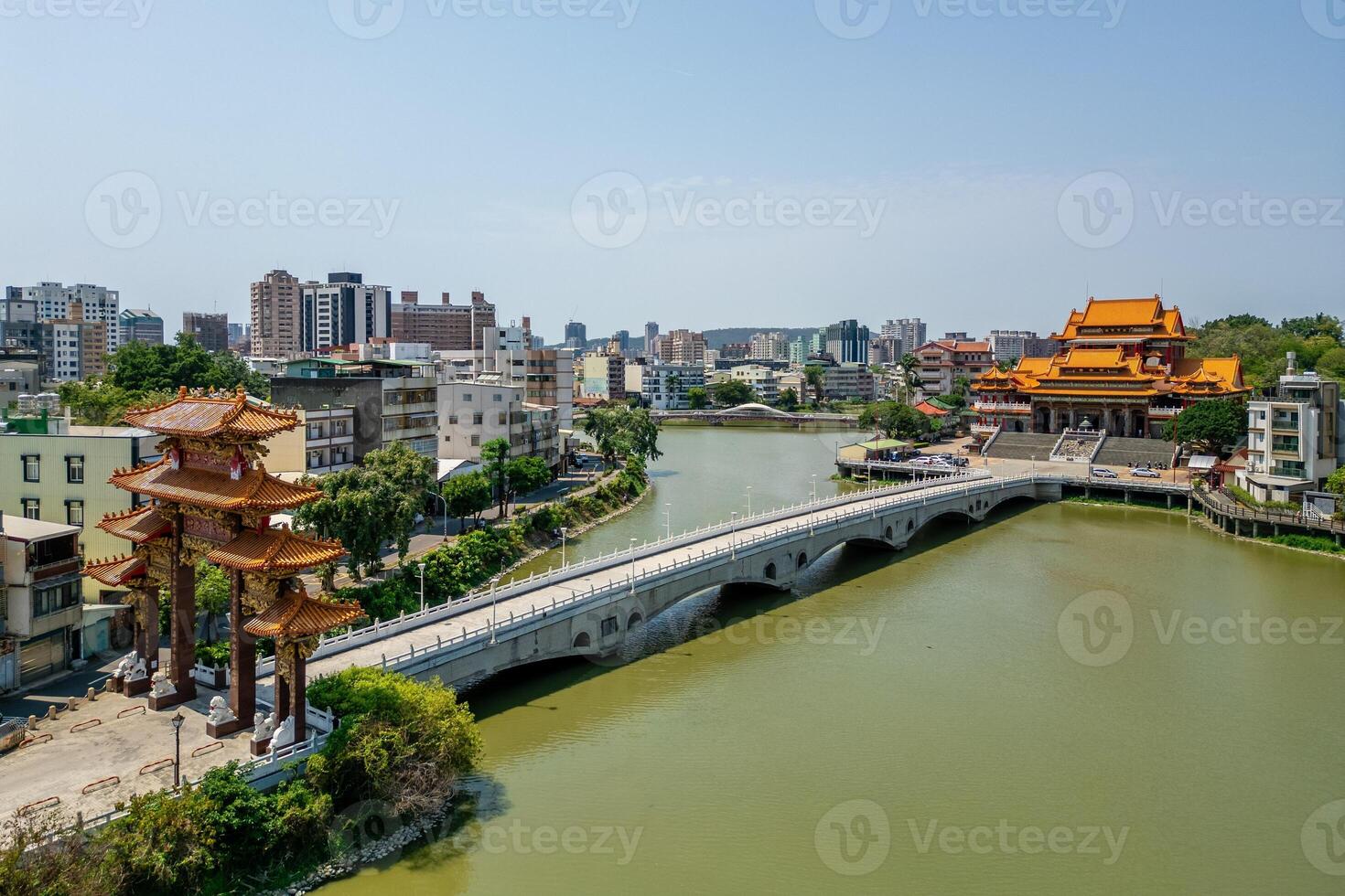 Aerial view of BaoAn temple located in Jinshi Lake, Kaohsiung photo
