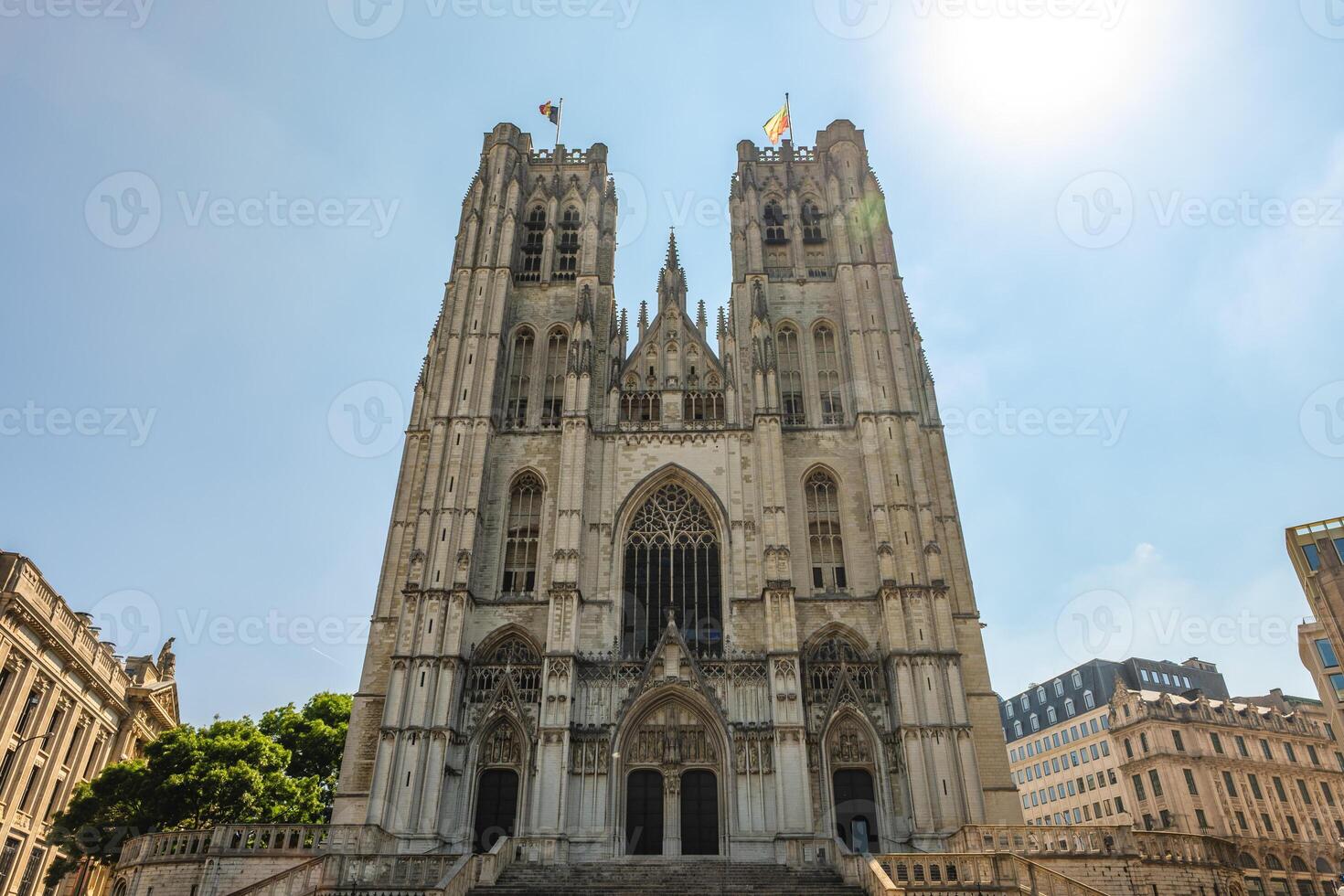 Cathedral of St Michael and St Gudula located in Brussels, Belgium photo
