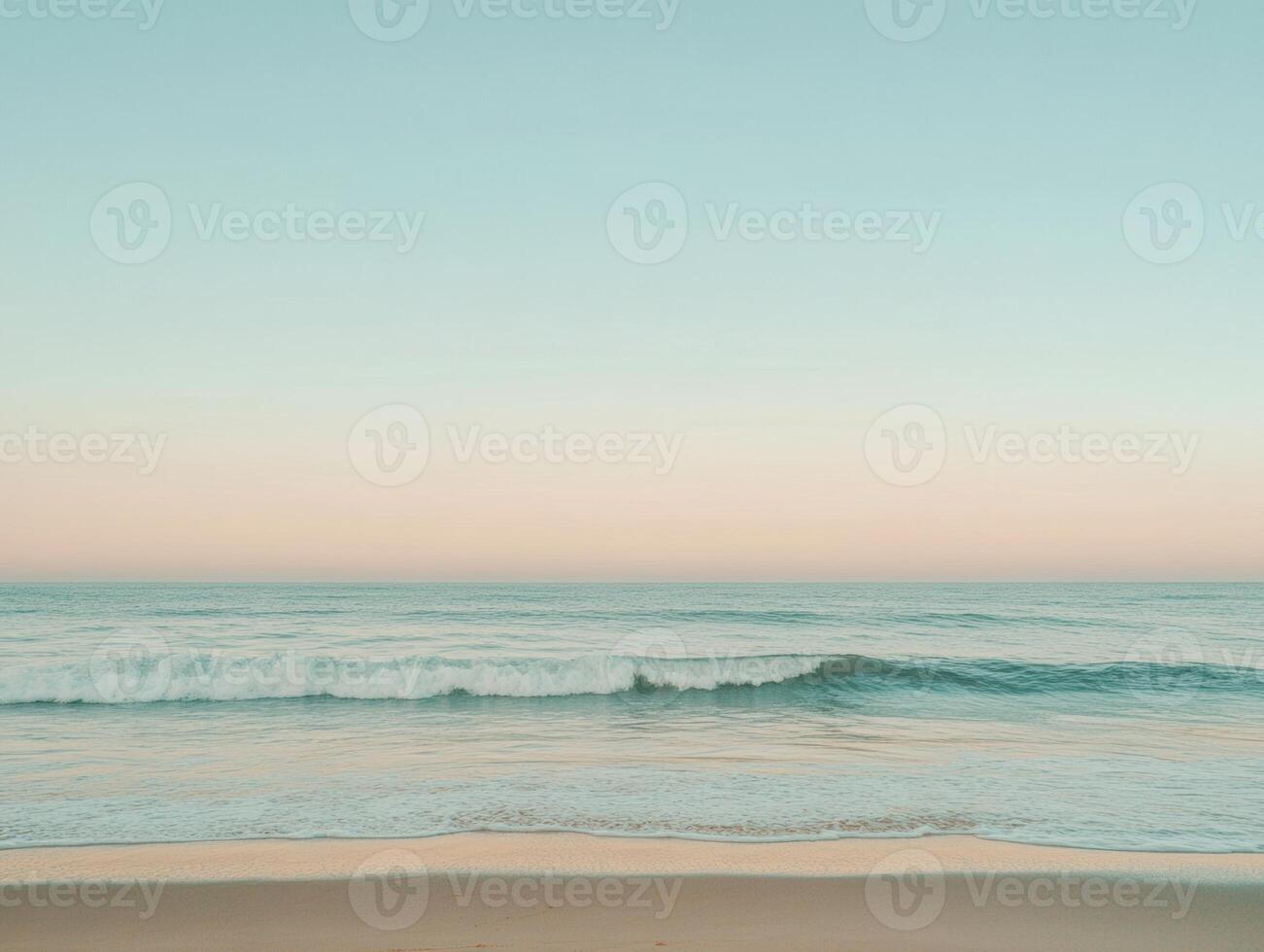 Minimalist tranquility on a serene tropical beach for relaxation and escape photo