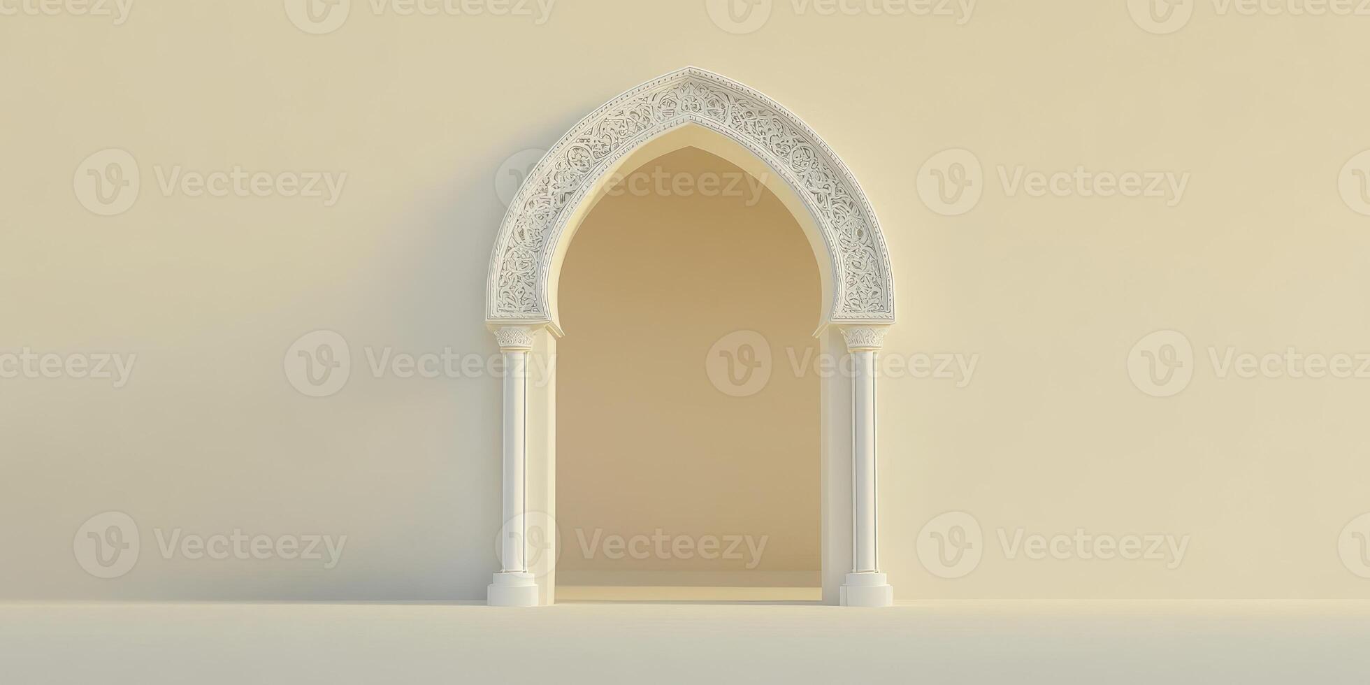 Elegant white archway with ornate silver detailing for architectural design inspiration photo
