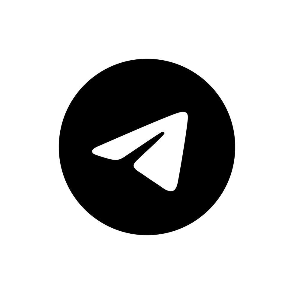 Telegram Circle Black Logo Icon Telegram App Editable SVG Transparent Background Premium Social Media Design for Digital Download png