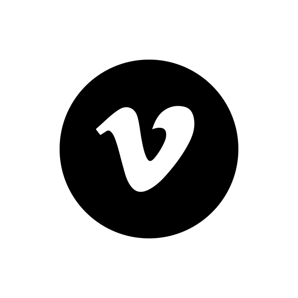 Vimeo Circle Black Logo Icon Vimeo App Editable SVG Transparent Background Premium Social Media Design for Digital Download. png