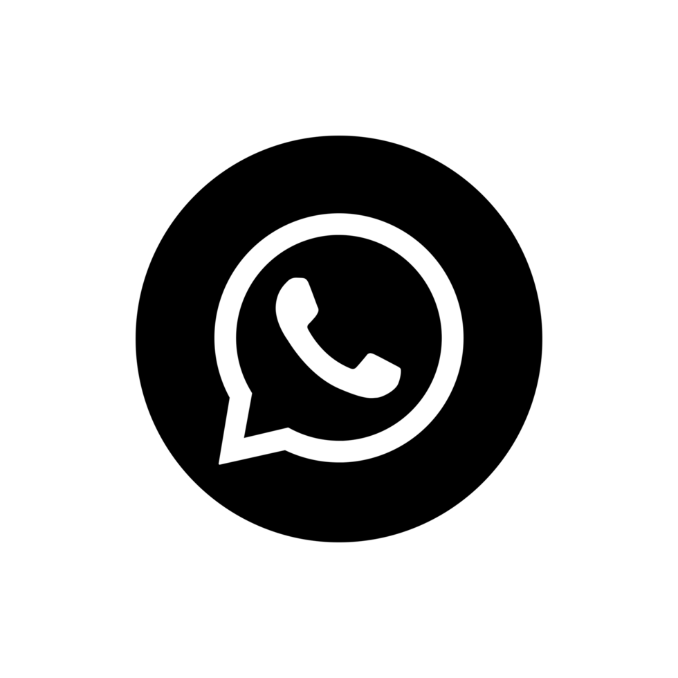 WhatsApp Circle Black Logo Icon WA App Transparent Background Premium Social Media Design for Digital Download png