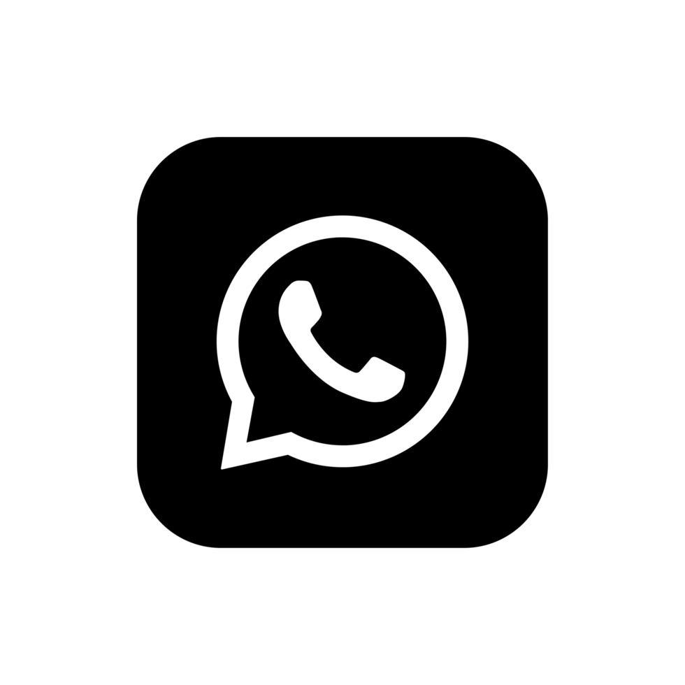 WhatsApp Black Logo Icon WA App Transparent Background Premium Social Media Design for Digital Download png