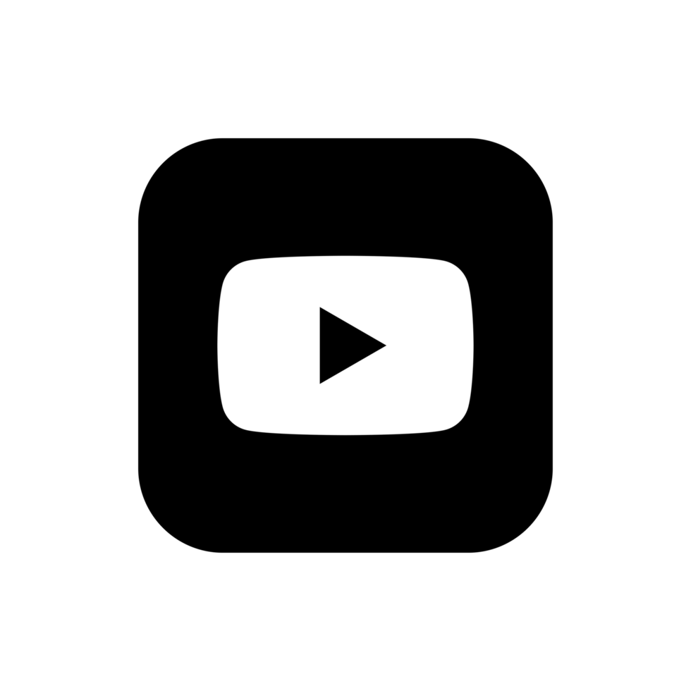 YouTube Black Logo Icon YT App Editable Transparent Background Premium Social Media Design for Digital Download png