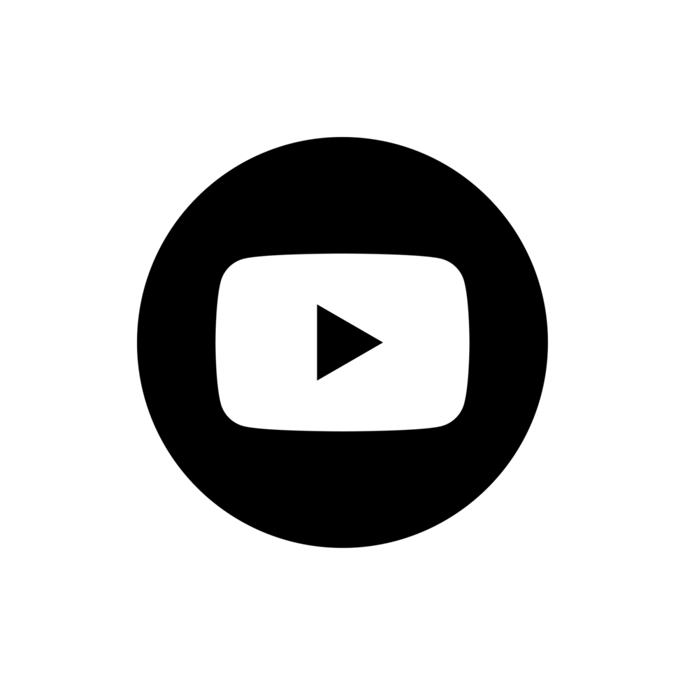 YouTube Circle Black Logo Icon YT App Editable Transparent Background Premium Social Media Design for Digital Download png