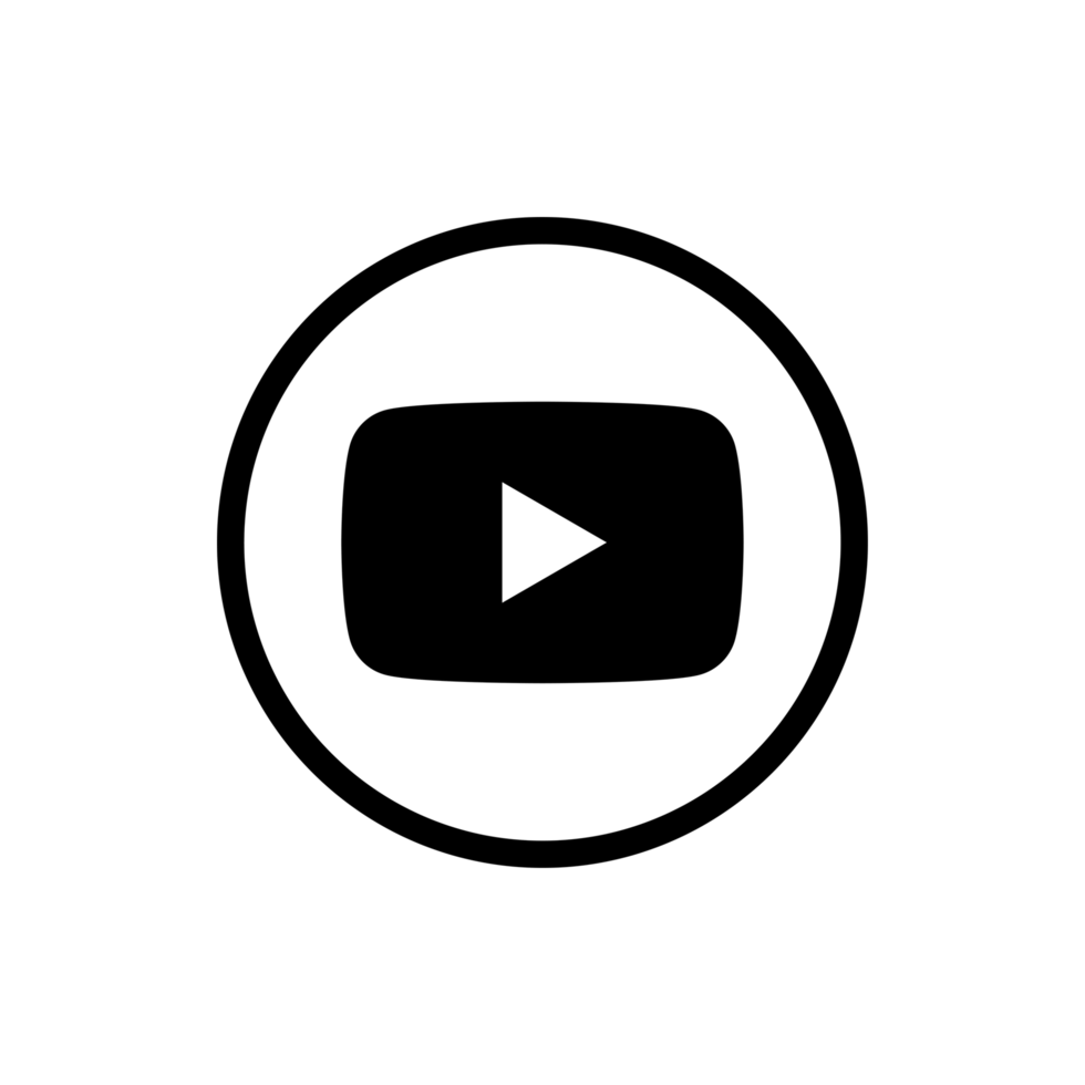 YouTube Logo Black Circle Outline Icon YT App Editable Transparent Background Premium Social Media Design for Digital Download png