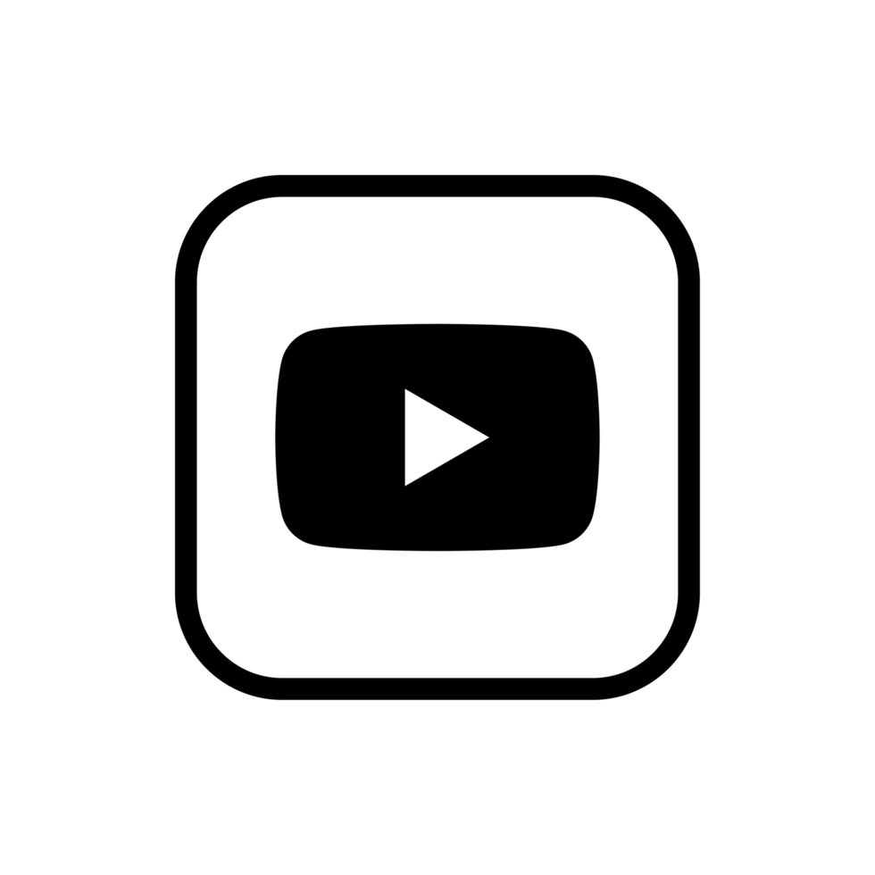 YouTube Logo Outline Black Icon YT App Editable Transparent Background Premium Social Media Design for Digital Download png