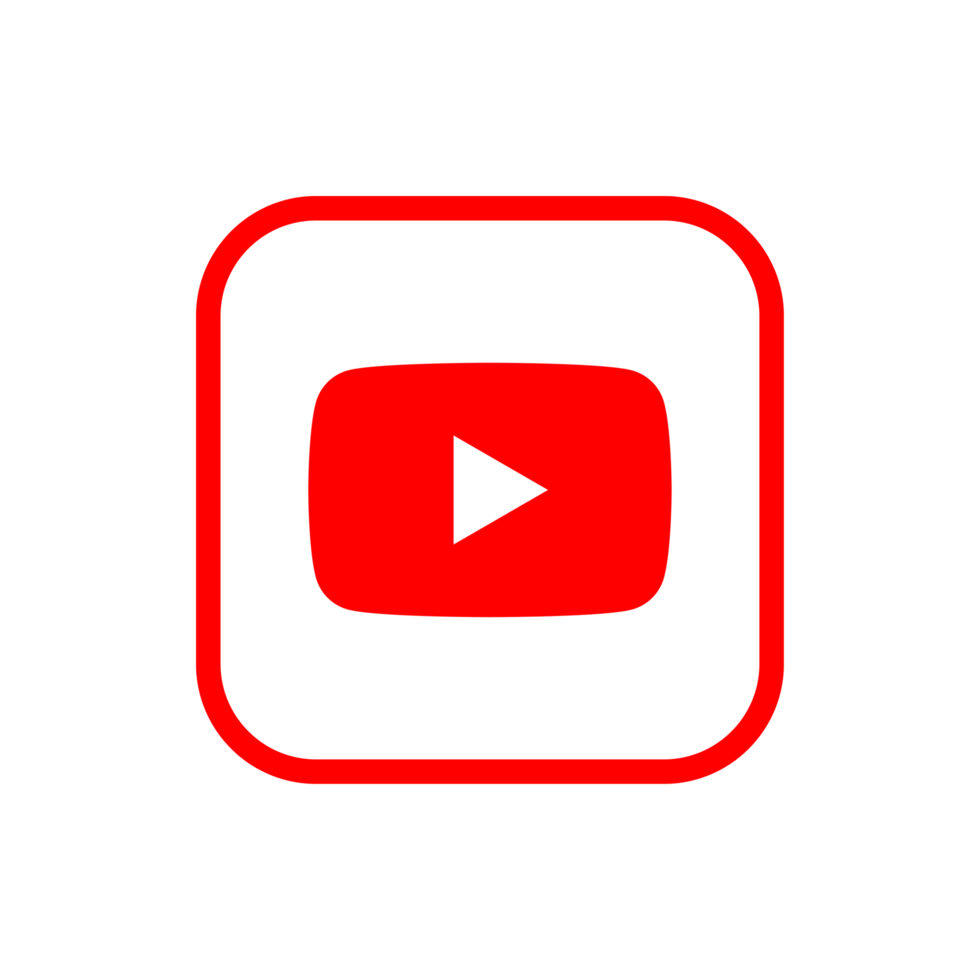 YouTube Logo Outline Icon YT App Editable Transparent Background Premium Social Media Design for Digital Download png