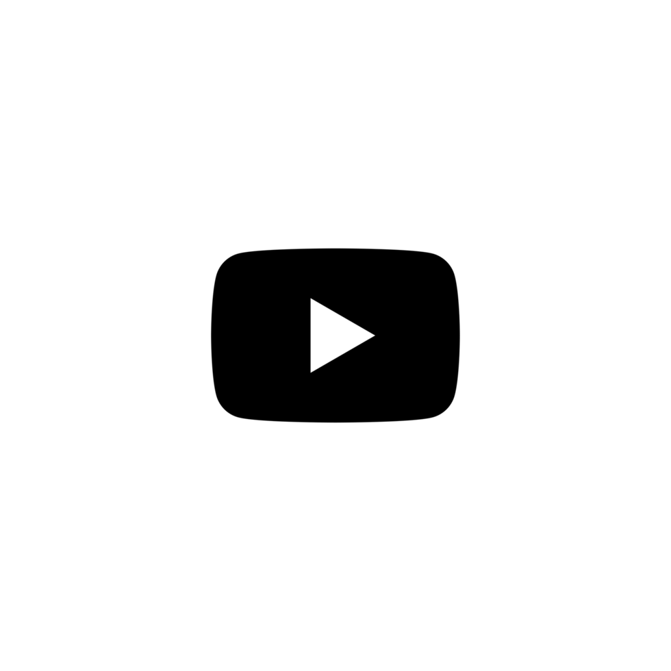 YouTube White Logo Icon YT App Editable Transparent Background Premium Social Media Design for Digital Download png