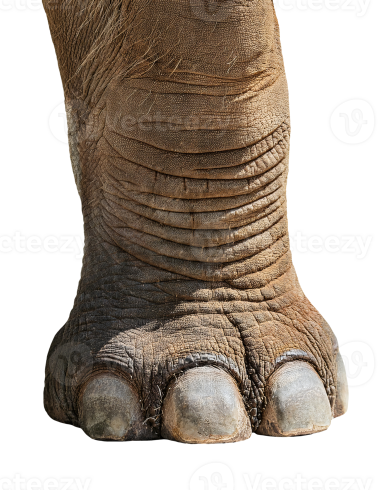 elephant foot with detailed rough skin texture and large toenails close-up on isolated background for wildlife nature and animal anatomy concept png