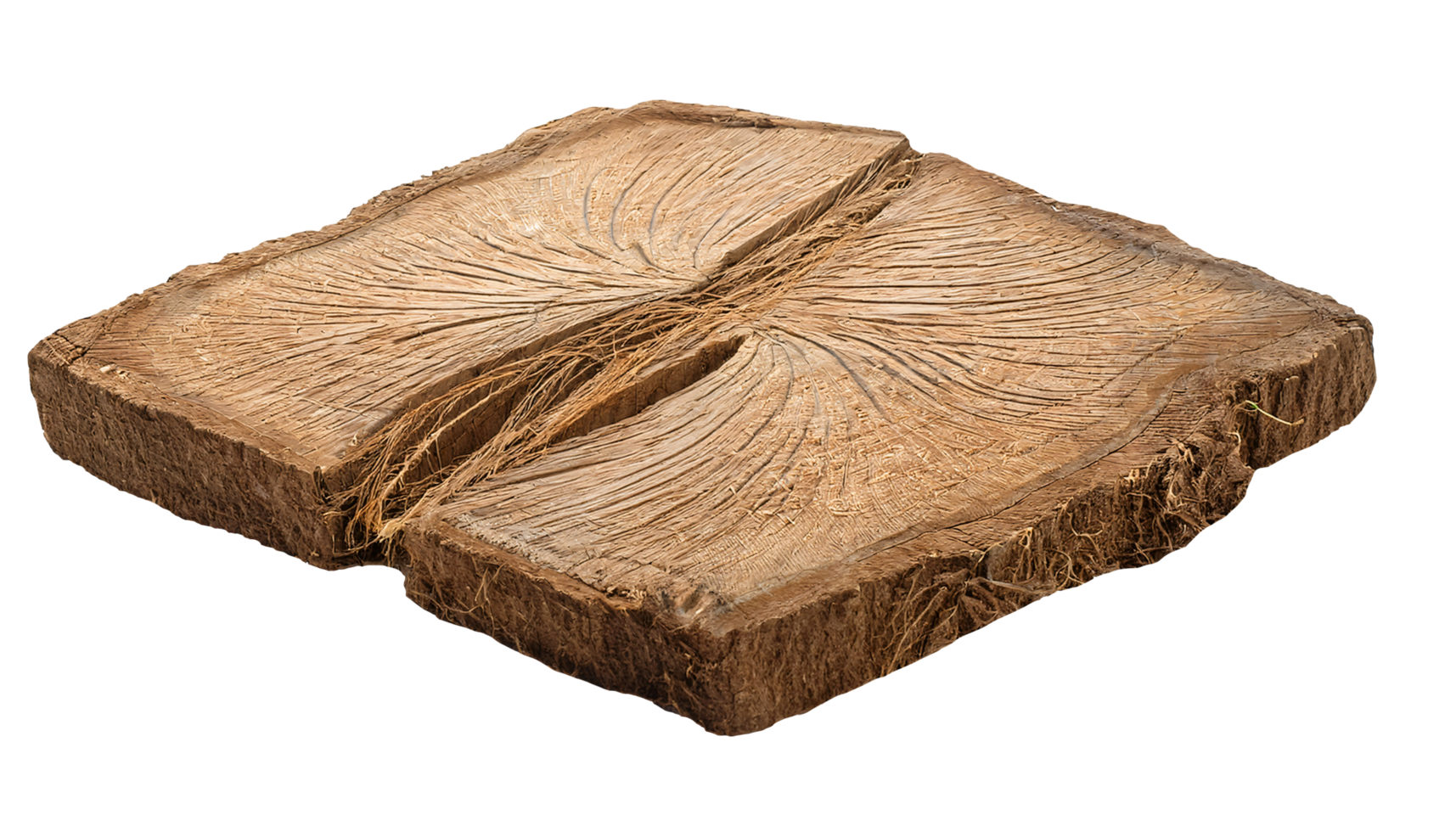 natural tree root fibers close-up of textured wood cross-section rustic organic material surface pattern detail for nature design and craft on isolated background png