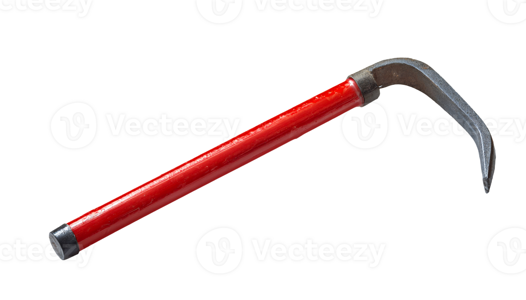 compact red crowbar with curved steel claw, lightweight pry bar tool for precise demolition and repair, on isolated background png