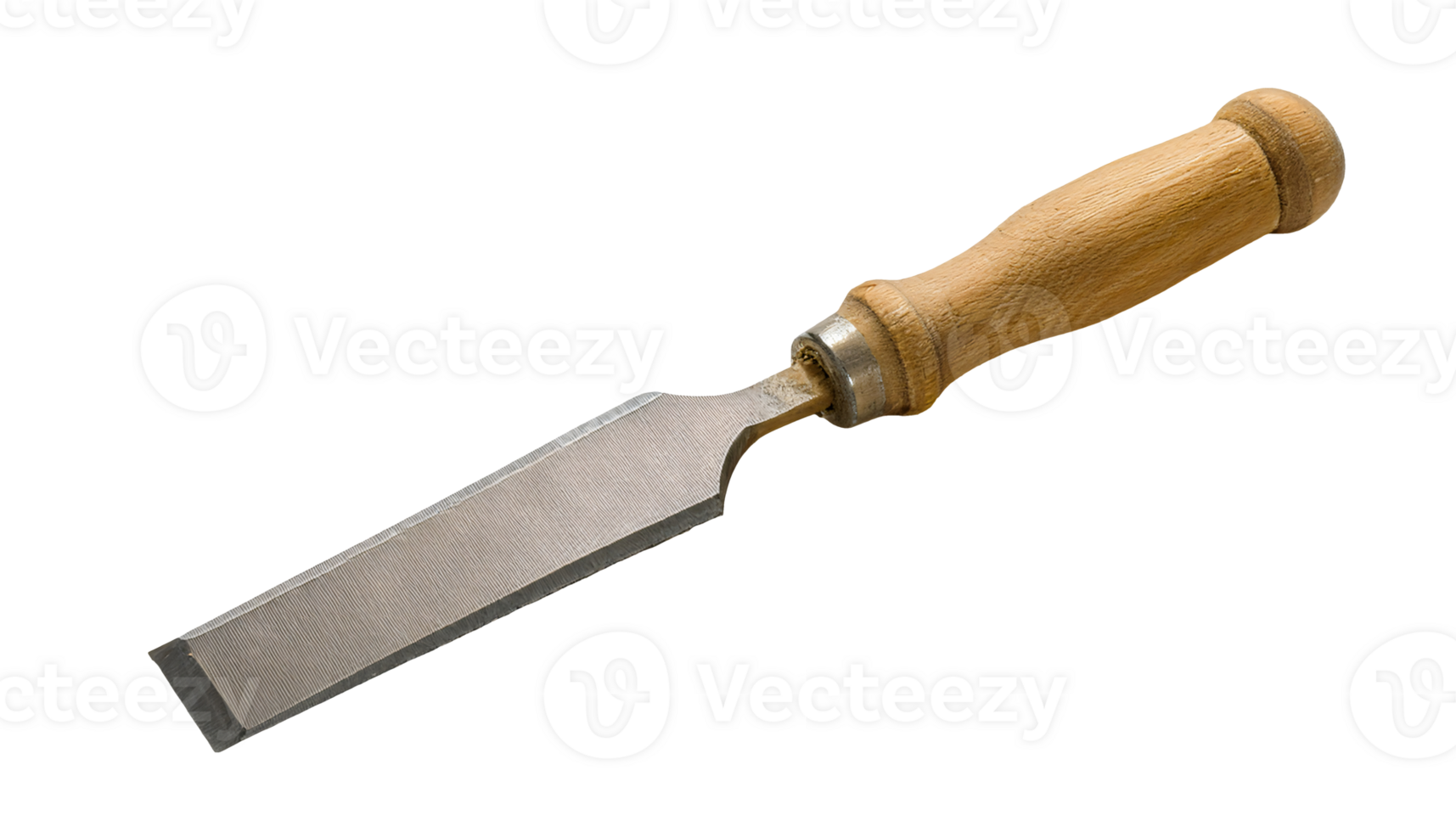 wood chisel tool with wooden handle, carpentry and woodworking instrument for precision cutting, sharp blade on isolated background png