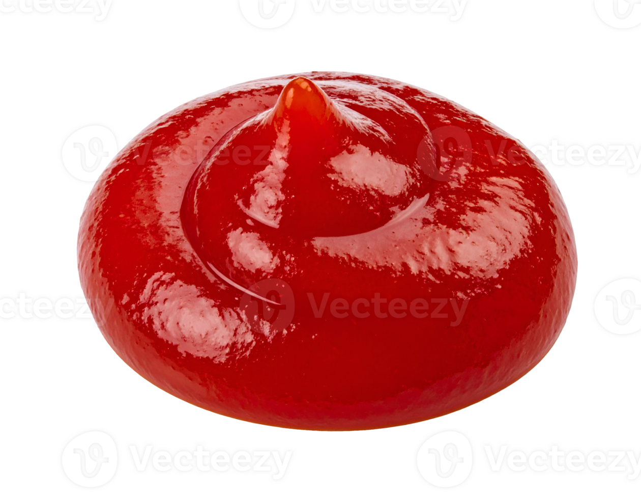 realistic glossy swirl of ketchup blob on isolated background for food topping and fast food condiment concept png