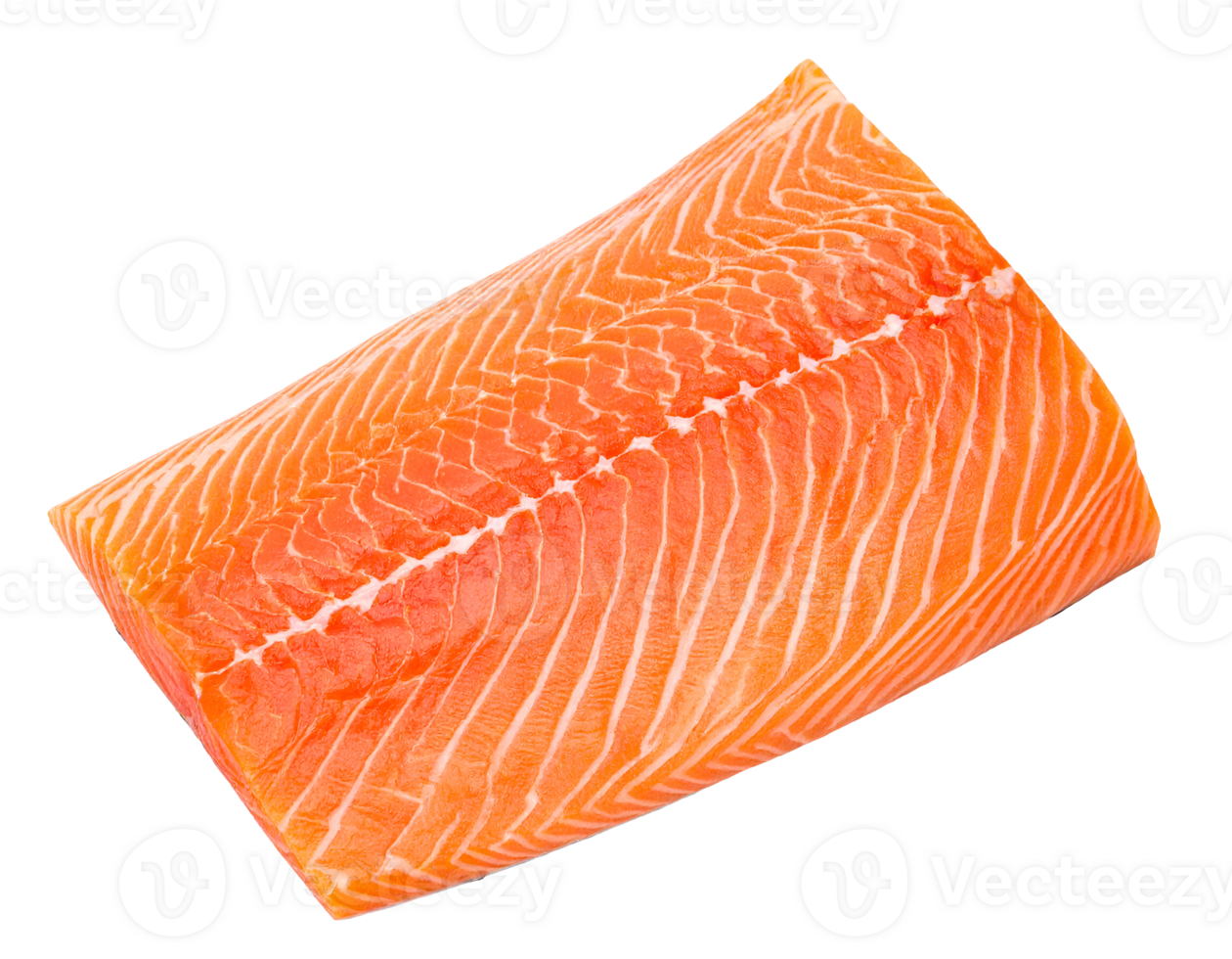 fresh raw salmon fillet with vivid orange texture and white fat lines on isolated background, premium seafood for cooking and healthy food concept png