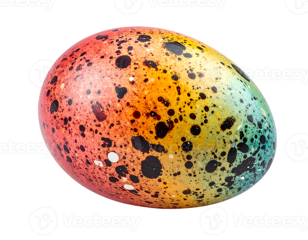 colorful speckled bird egg with vivid rainbow gradient and natural spotted pattern on isolated background, fantasy easter concept png