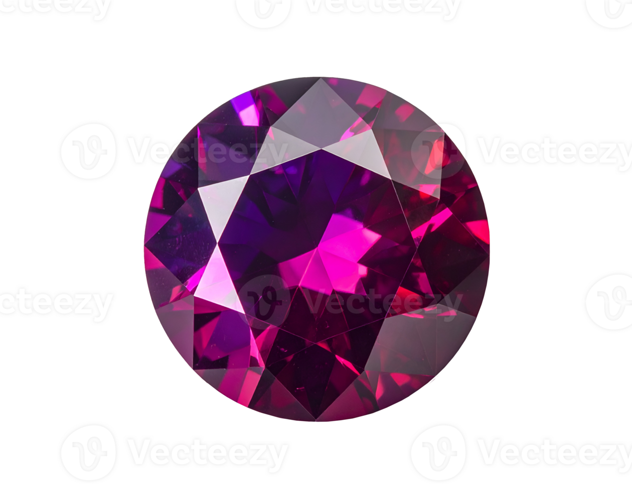 realistic faceted pink purple gemstone with brilliant cut sparkle on isolated white background for jewelry or luxury decoration png