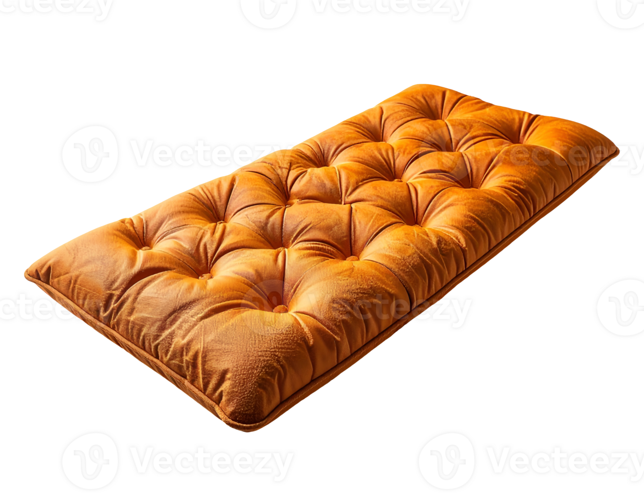 realistic orange crash pad with soft velvet texture and deep tufted cushion design on isolated white background for interior or furniture design png