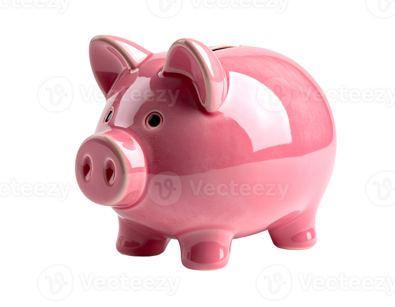 classic pink ceramic piggy bank isolated on white background for savings and finance concept png