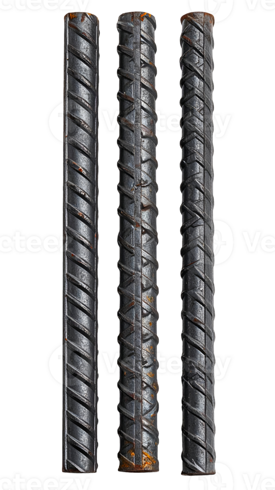 realistic rusty steel rebar rods for concrete reinforcement isolated on white background construction material concept png