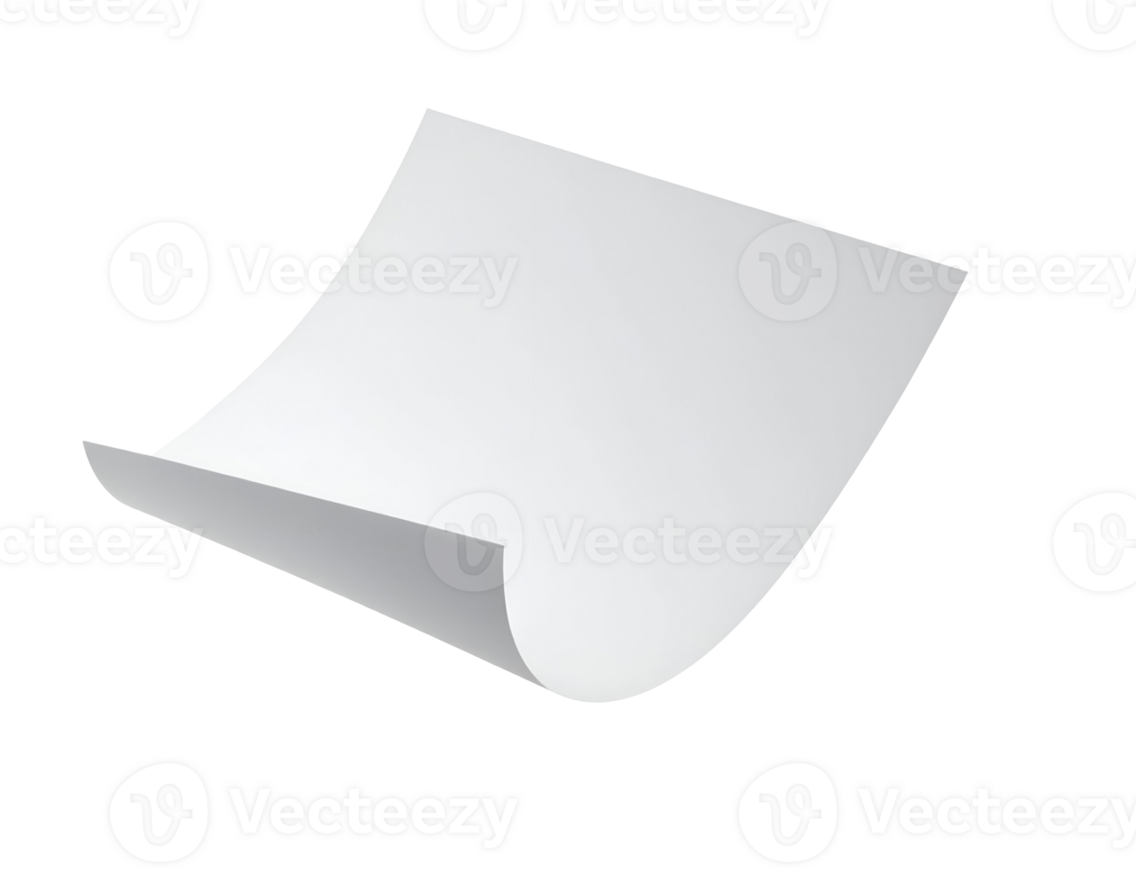 floating single white paper sheet isolated on white background, minimal design concept png