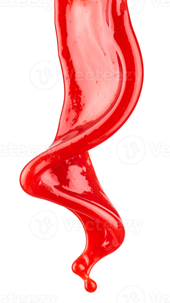 twisted drop of falling strawberry sauce, isolated on white background png
