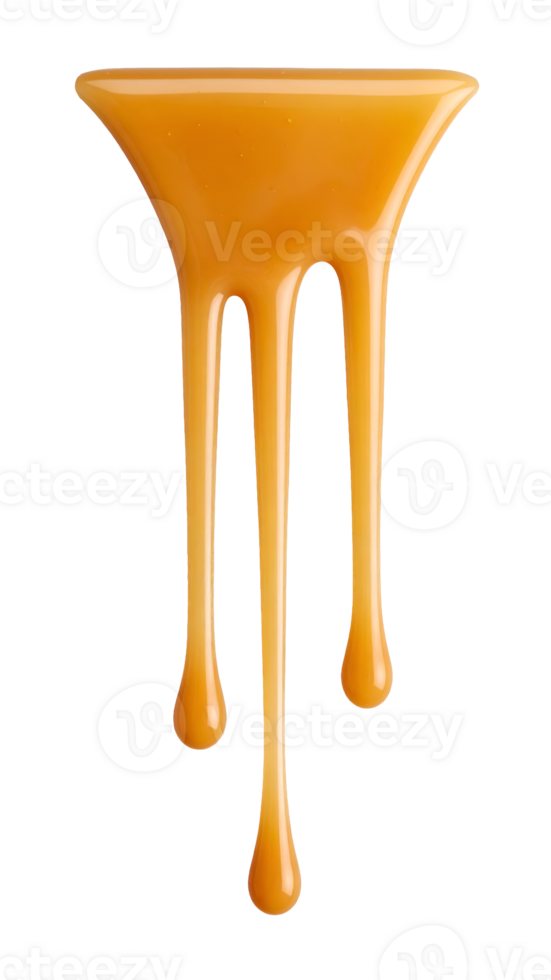 three long drips of condensed milk with thick glossy texture on isolated background, sweet dessert topping concept png