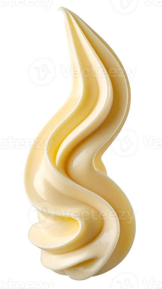 wavy swirl of mayonnaise with smooth creamy texture, elegant condiment flow on isolated background for food concept png