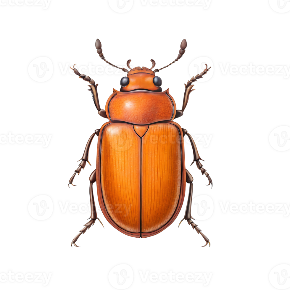 Reddish Brown Beetle with Smooth Exoskeleton and Prominent Antennae png