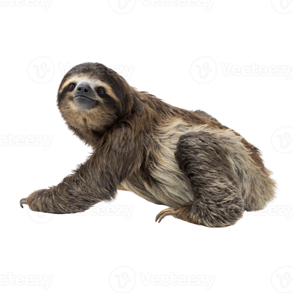 Adorable Crawling Sloth with Brown Fur on Transparent Background png