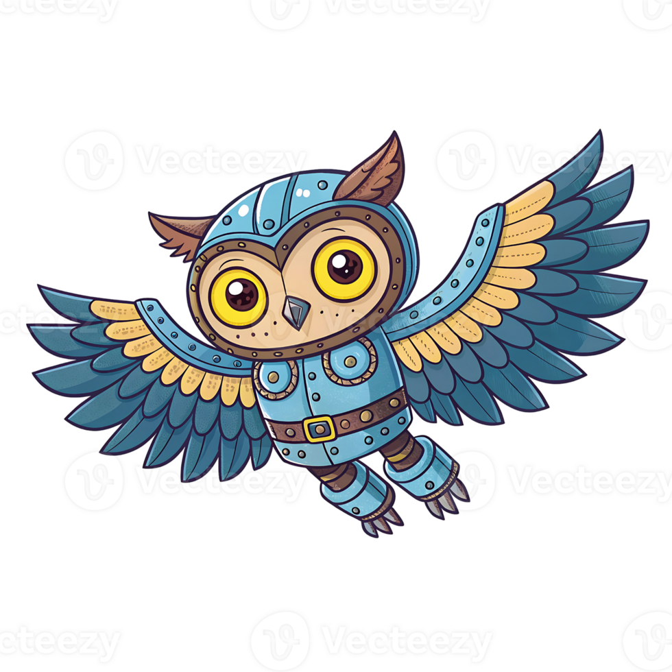 Futuristic Mechanical Owl in Robotic Flight Suit png
