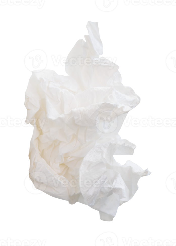 Crumpled tissue paper ball after use isolated with clipping path in file format png