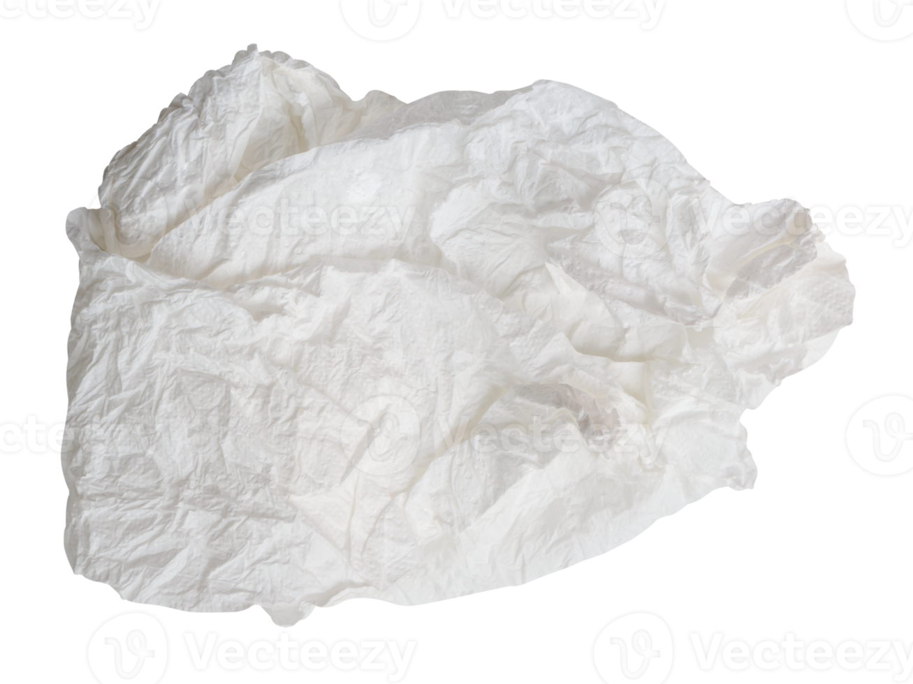Crumpled tissue paper ball after use isolated with clipping path in format png