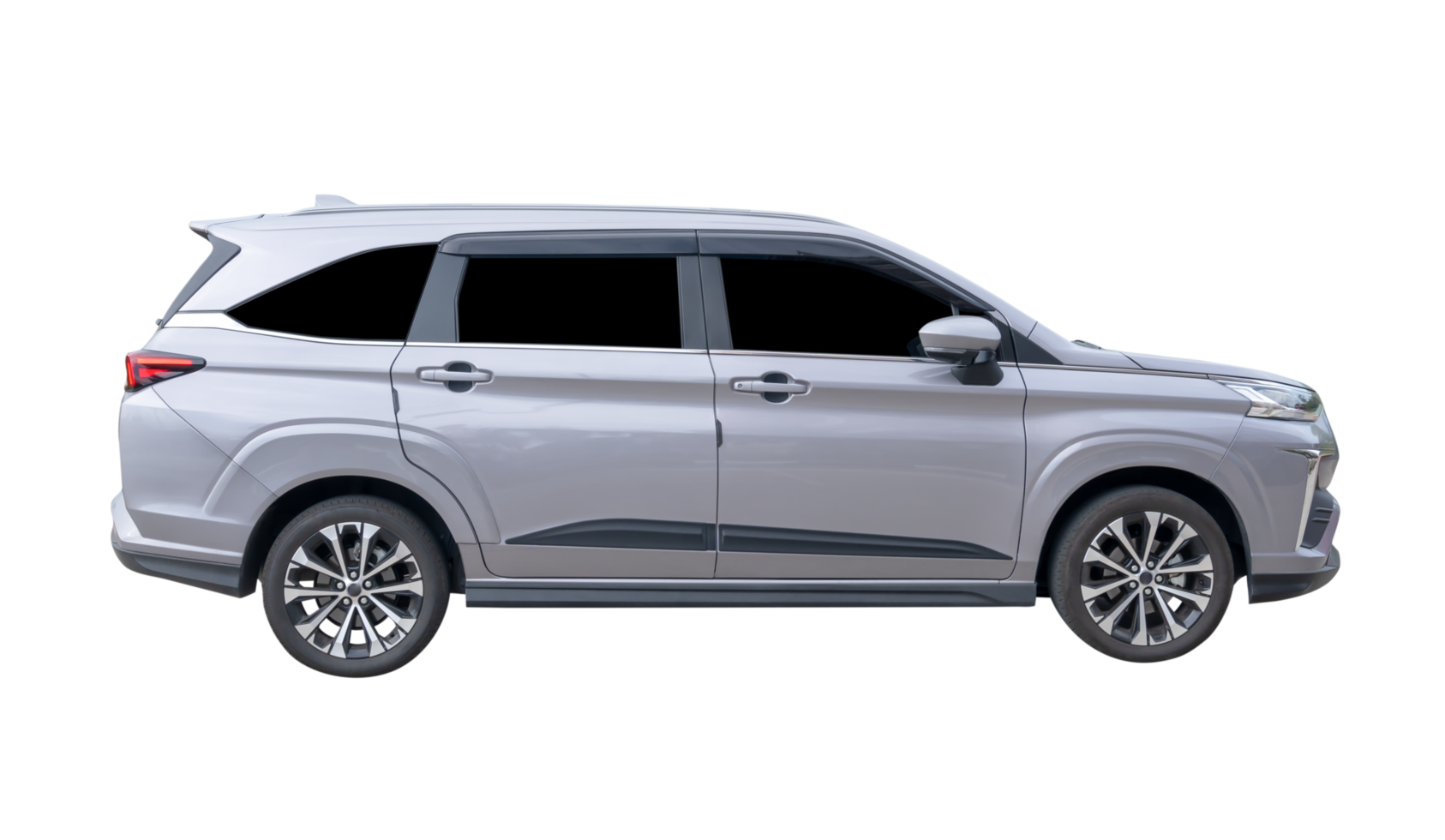 Right side view of elegant gray SUV sports car isolated with clipping path in file format png