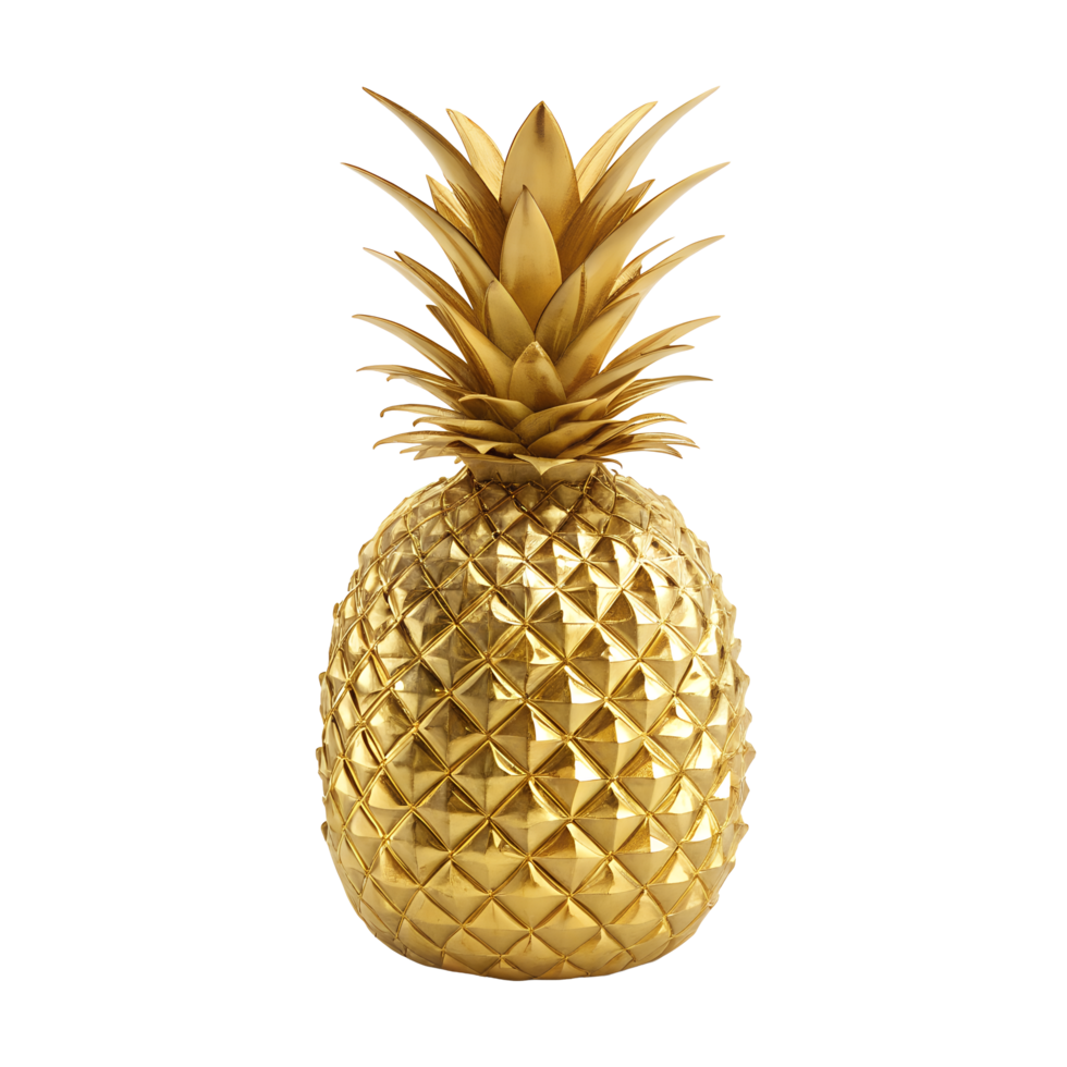 A luxurious golden pineapple isolated on a transparent background a symbol of opulence and exoticism perfect for tropical themed designs or luxurious projects png