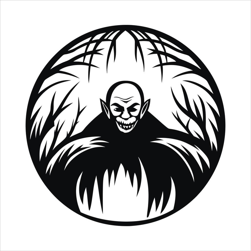 vampire emerging from shadows eerie smile vector