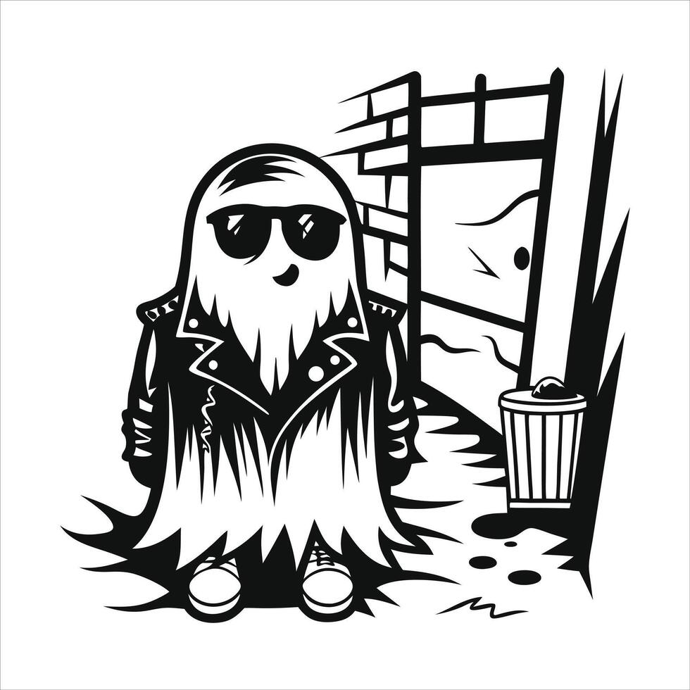 leather jacket ghost vector