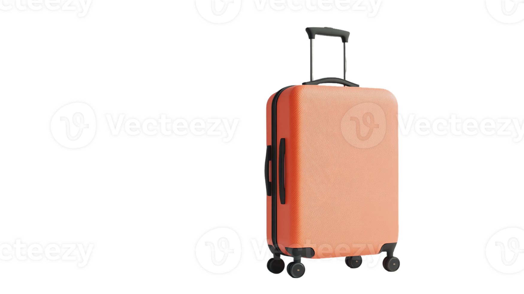 3D Render Of Orange Textured Suitcase On Transparent Background With Wheels And Handle png