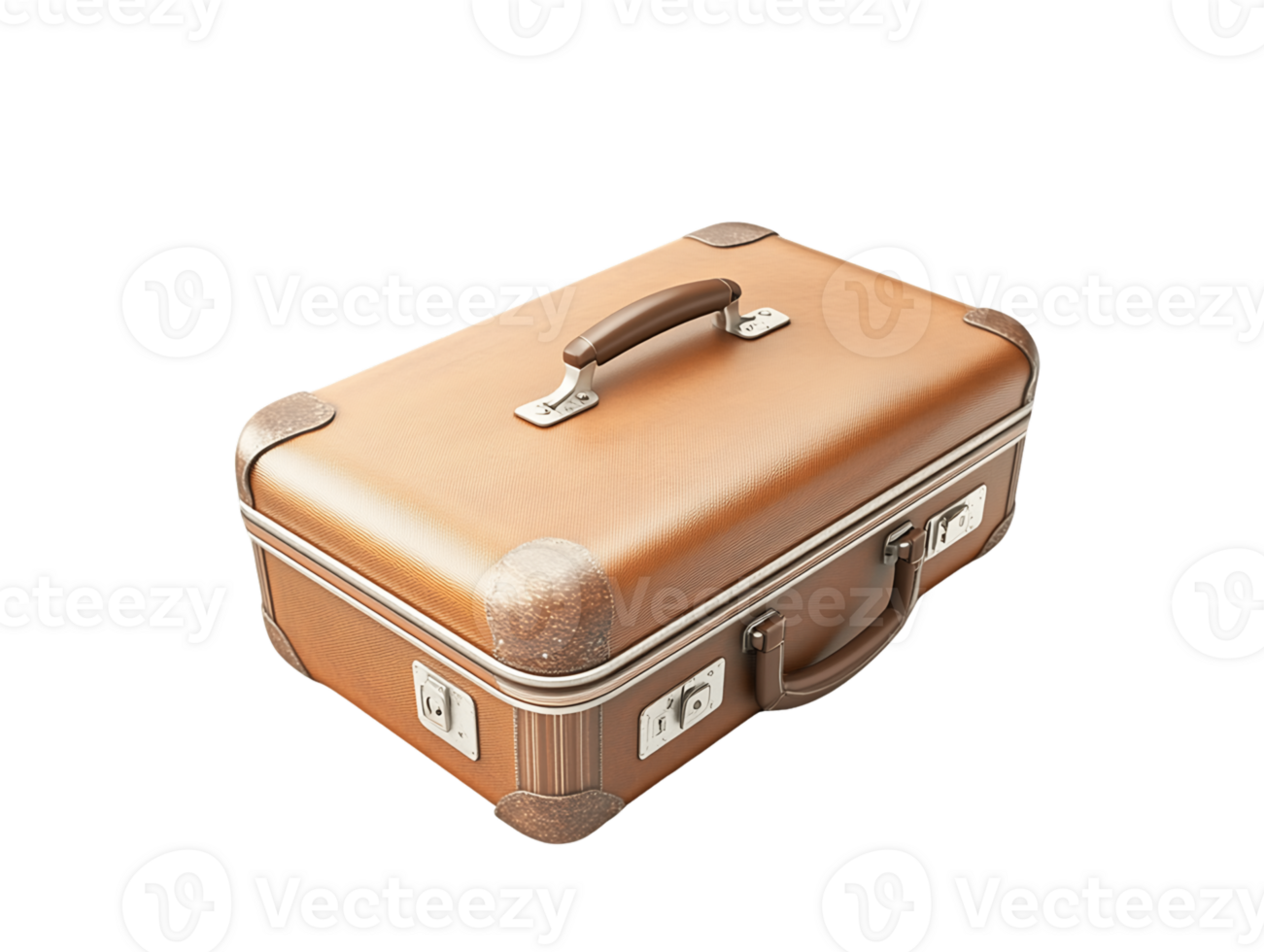 Closed Brown Vintage Suitcase On Transparent Background png