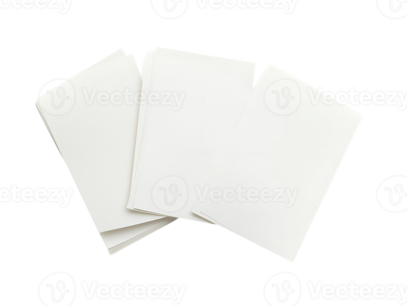 Three Blank White Torn Paper on Transparent Background png