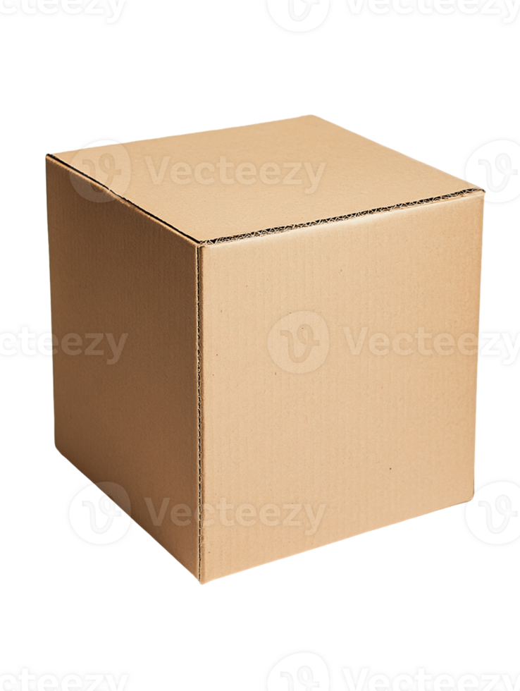 Single Closed Cardboard Box on Transparent Background png