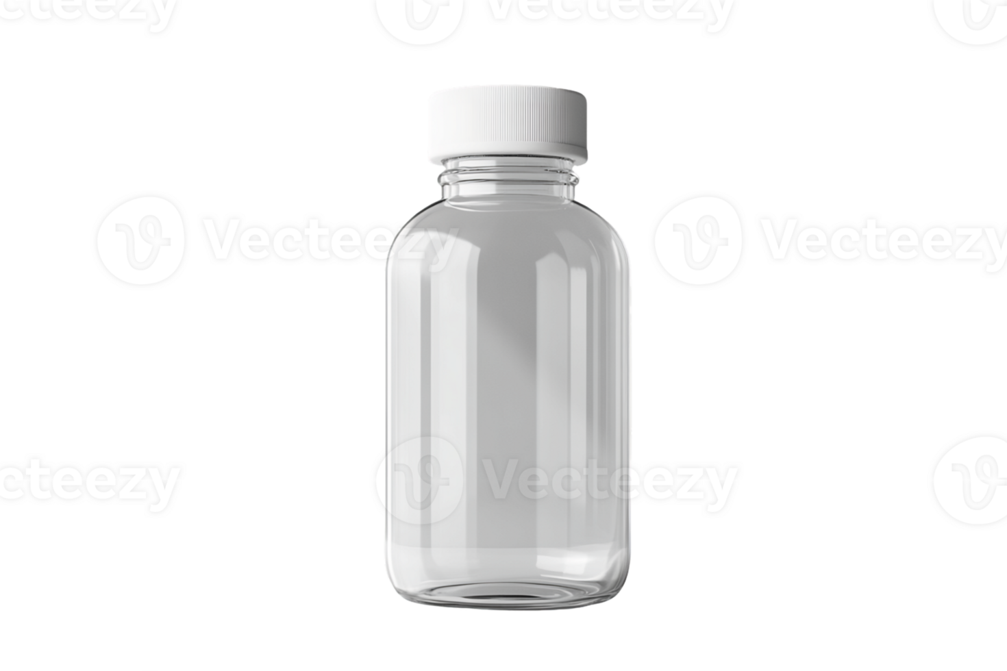 Clear Plastic Bottle with White Cap on Transparent Background png