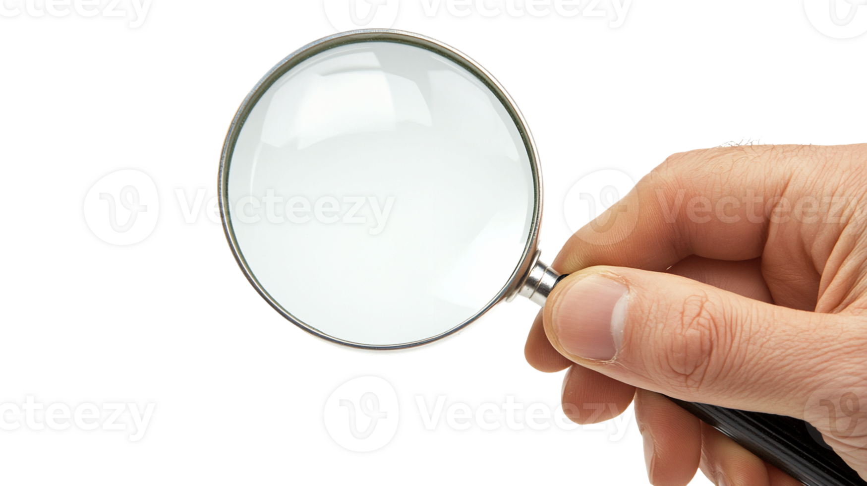 Hand Holding Magnifying Glass on Transparent Background png
