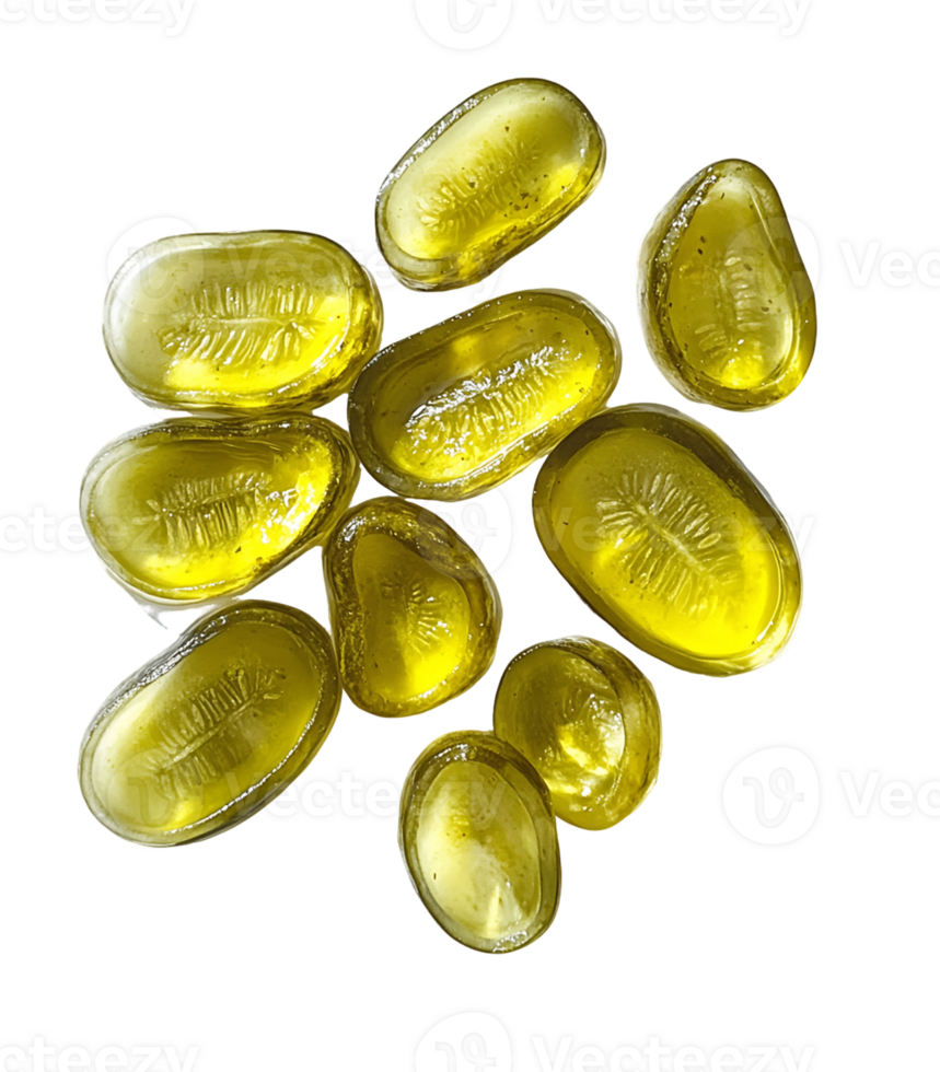 Translucent Yellow Pebble Candies on Transparent Background png