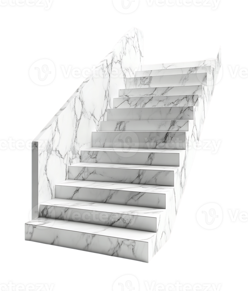 White Marble Staircase with Clean Lines and Modern Design png
