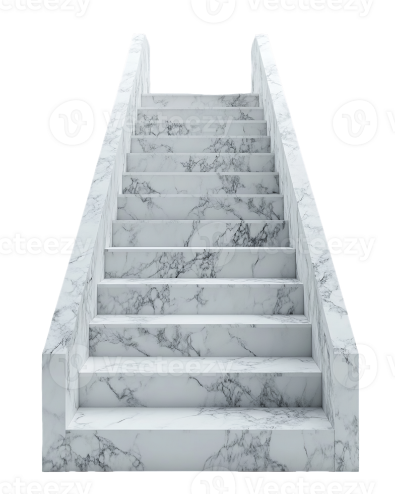 White Marble Staircase Ascending on Transparent Background png