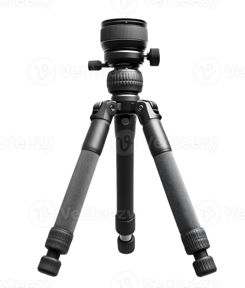 Black Textured Tripod with Ball Head on Transparent Background png