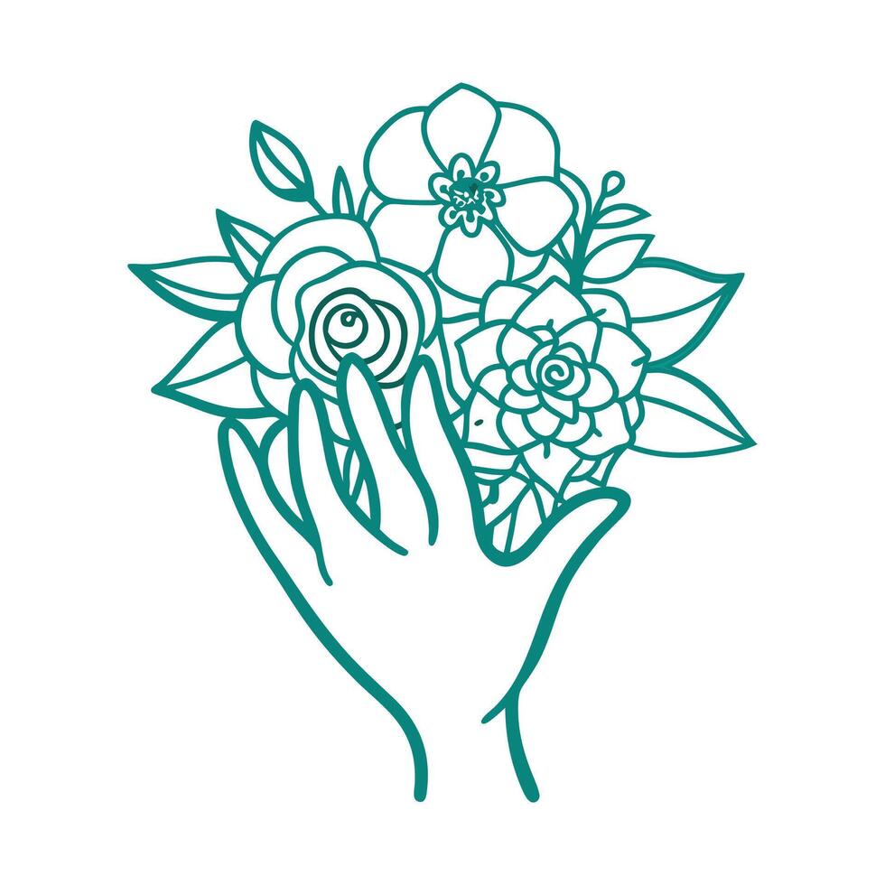 Hand With Flowers vector